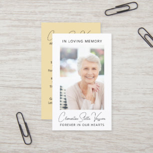 Einfache Trauer-Gedenk-Karten-Gebets-Fotokarte Visitenkarte