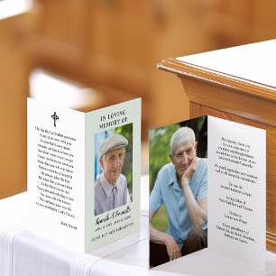 Einfache Trauer-Gedenkfoto gefaltete Gebetskarte