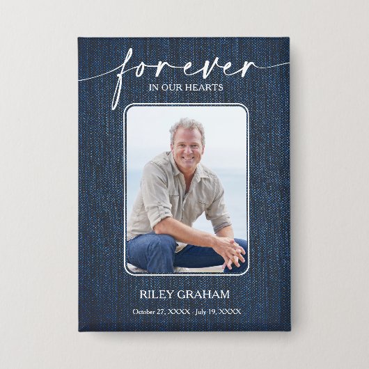 Einfache Trauerfoto-Erinnerungsmemorial Button (Vorderseite)