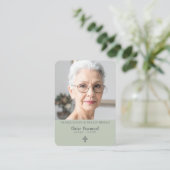 Einfache Trauerkarte in Salbeigrün Visitenkarte (Stehend Vorderseite)