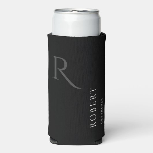 Einfache Trauzeuge Monogram Name Wedding Selters Dosenkühler (Seltzer Vorderseite)