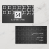Einfache Trellis Muster Monogram Black Visitenkarte (Vorne/Hinten)