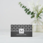 Einfache Trellis Muster Monogram Black Visitenkarte (Stehend Vorderseite)