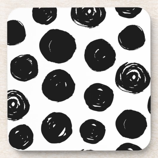 Einfache trendige Black Polka Dots Untersetzer (Vorderseite)