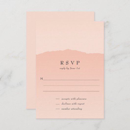 Einfache Trendy Blush Wedding RSVP Card Einladung (Vorne/Hinten)