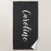 Einfache trendy Chic Black Calligraphy Personalisi Strandtuch (Vorderseite)