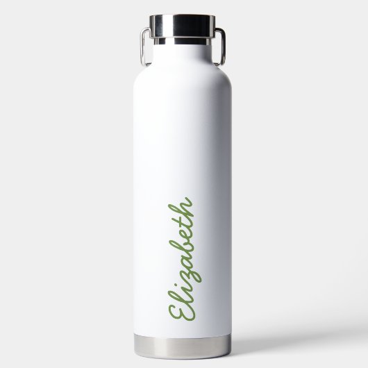 Einfache Trendy Green Handwriting-Skriptname Trinkflasche (Vorderseite)