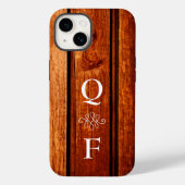 Einfache trendy Holz Grain Monogram Initialen Case-Mate iPhone Hülle (Rückseite)