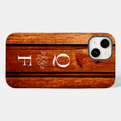 Einfache trendy Holz Grain Monogram Initialen Case-Mate iPhone Hülle (Rückseite (Horizontal))