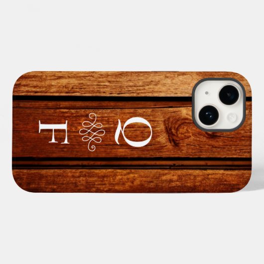 Einfache trendy Holz Grain Monogram Initialen Case-Mate iPhone Hülle (Rückseite (Horizontal))