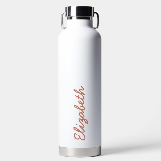 Einfache trendy Light Brown Handwriting-Skriptname Trinkflasche (Vorderseite)