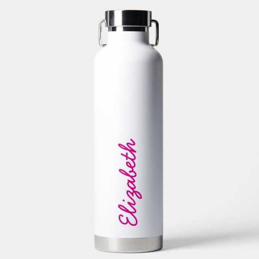 Einfache Trendy Pink Handgeschriebener Skriptname Trinkflasche (Vorderseite)