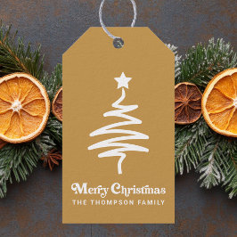 Einfache trendy Retro Gold Weihnachtszeit Rücksend Geschenkanhänger