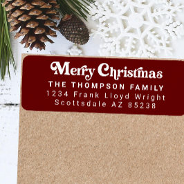 Einfache trendy Retro Red Christmas Rücksendeadres