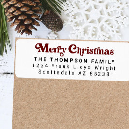 Einfache trendy Retro Red Christmas Rücksendeadres