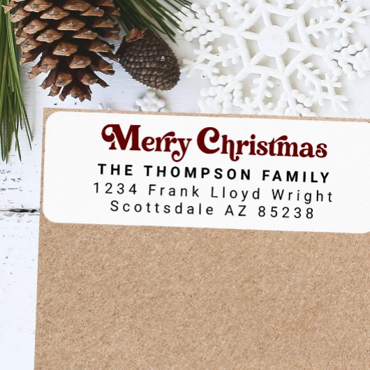 Einfache trendy Retro Red Christmas Rücksendeadres