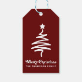 Einfache trendy Retro Red Christmas Rücksendeadres Geschenkanhänger (Rückseite)