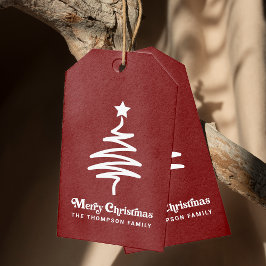 Einfache trendy Retro Red Christmas Rücksendeadres Geschenkanhänger