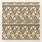 Einfache Tribal Art Muster braun Glasuntersetzer (Vorderseite)