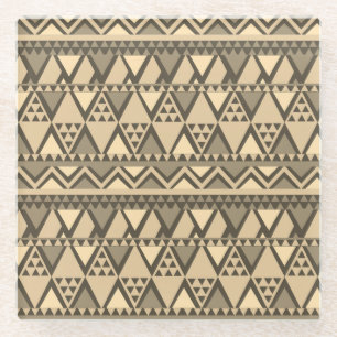 Einfache Tribal Art Muster braun Glasuntersetzer