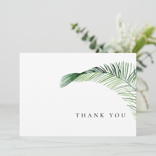 Einfache Tropenblattbeerdigung Vielen Dank Dankeskarte (Stehend Vorderseite)
