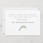 Einfache Tropenblattbeerdigung Vielen Dank Dankeskarte (Rückseite)