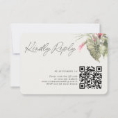 Einfache Tropenflora QR-Code RSVP-Karte RSVP Karte (Vorderseite)