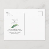 Einfache Tropenfolienhochzeit speichert das Datum Ankündigungspostkarte (Rückseite)