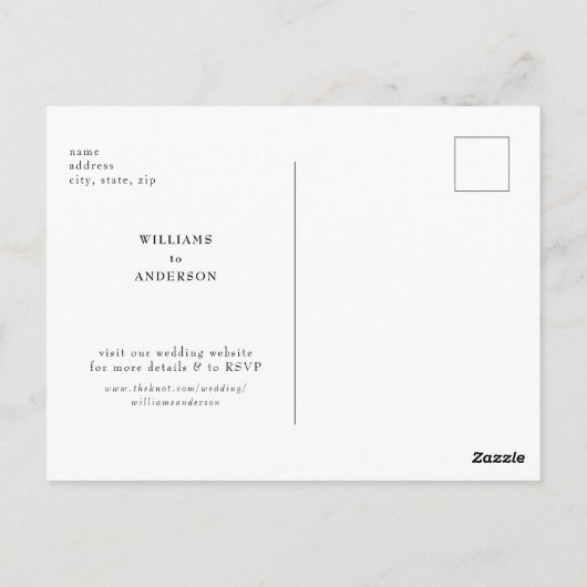 Einfache Tropenfolienhochzeit speichert das Datum Postkarte (Rückseite)