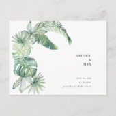 Einfache Tropenfolienhochzeit speichert das Datum Postkarte (Vorderseite)
