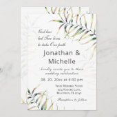 Einfache Tropenpalmenzweig Christliche Hochzeit Einladung (Vorne/Hinten)