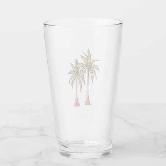 Einfache Tropical Beach Palm Bäume Zeichnend Somme Glas (Rückseite)