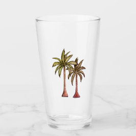 Einfache Tropical Beach Palm Bäume Zeichnend Somme Glas