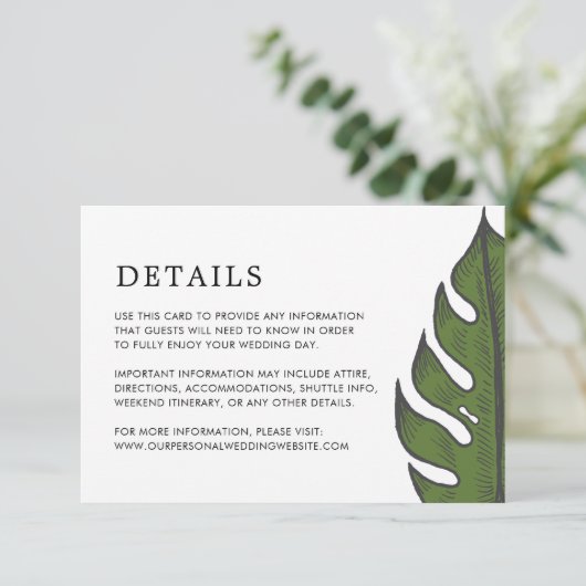 Einfache tropische Hochzeit Begleitkarte (Stehend Vorderseite)