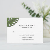 Einfache tropische Hochzeit RSVP Karte (Stehend Vorderseite)
