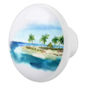 Einfache tropische Insel Beach Palm Tree Wasserfar Keramikknauf (Rechts)