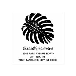 Einfache tropische Monstera Leaf-Rücksendeadresse Gummistempel