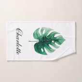 Einfache tropische Wasserfarbe Grüne Monstera Leaf Handtuch (Handtuch)
