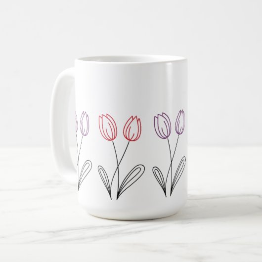 Einfache Tulip Blume Design Tasse (Vorderseite Links)