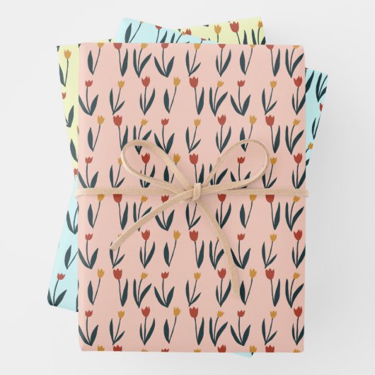Einfache Tulips Osterfrühling Blumenmuster Geschen Geschenkpapier Set (Beispiel)