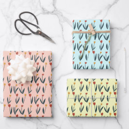 Einfache Tulips Osterfrühling Blumenmuster Geschen Geschenkpapier Set