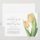 Einfache Tulpen-Feier-des-Lebens-Beerdigung Einladung (Vorne/Hinten)