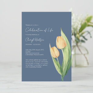 Einfache Tulpen-Feier des Lebens Begräbnis Einladung