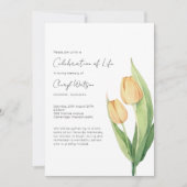 Einfache Tulpen-Feier des Lebens Begräbnis Einladung (Vorderseite)