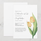 Einfache Tulpen-Feier des Lebens Begräbnis Einladung (Vorne/Hinten)