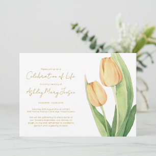 Einfache Tulpen-Feier des Lebens Bestattung Einladung