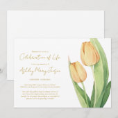 Einfache Tulpen-Feier des Lebens Bestattung Einladung (Vorne/Hinten)