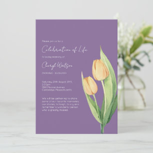 Einfache Tulpen-Feier des Lebens Bestattung Einladung