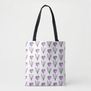 'Einfache Tulpen' Handgezeichnetes Blumenmuster Tasche