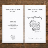 Einfache Türkei-Farm vertikal Visitenkarte